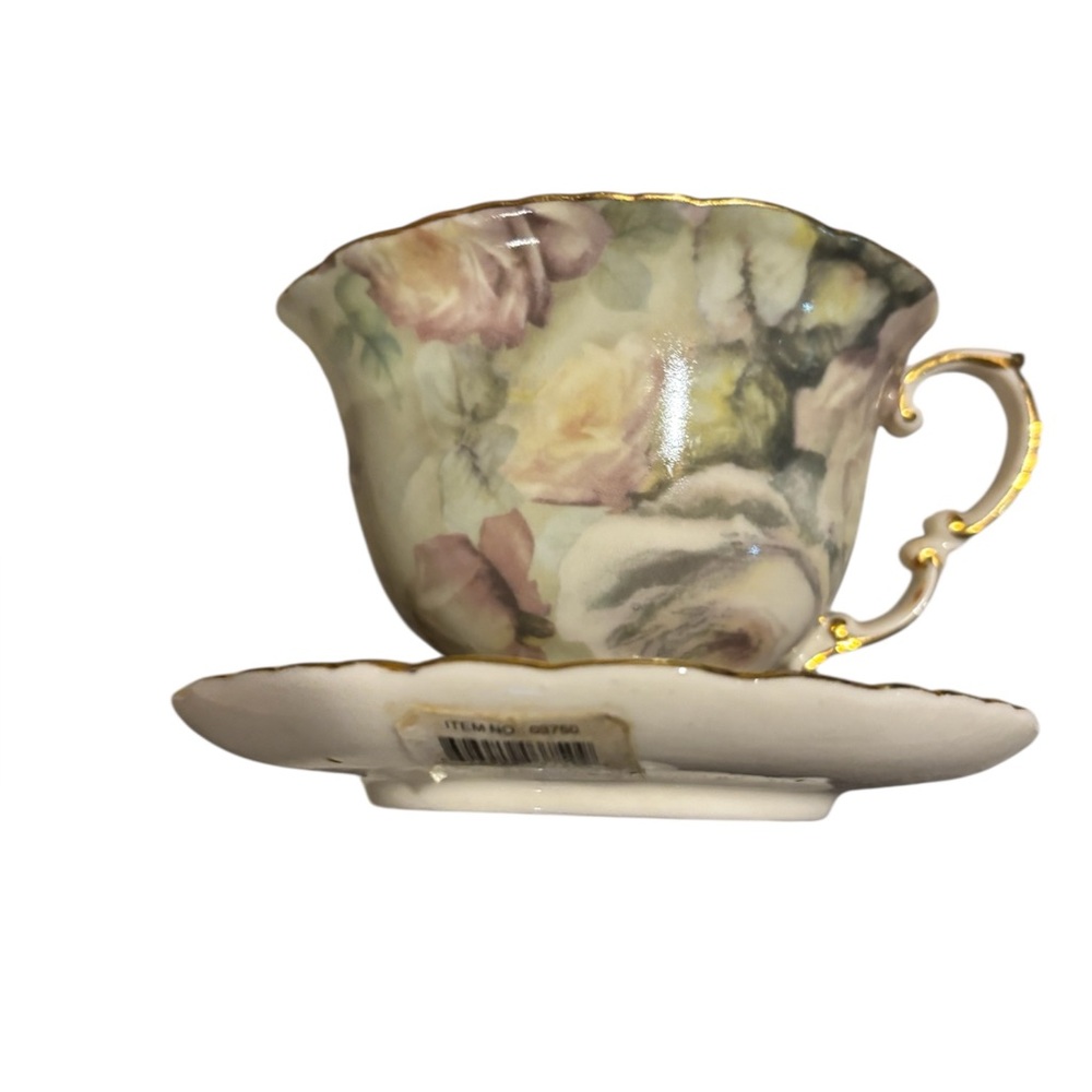 Floral Teacup and Saucer Set with Gold Accents night light